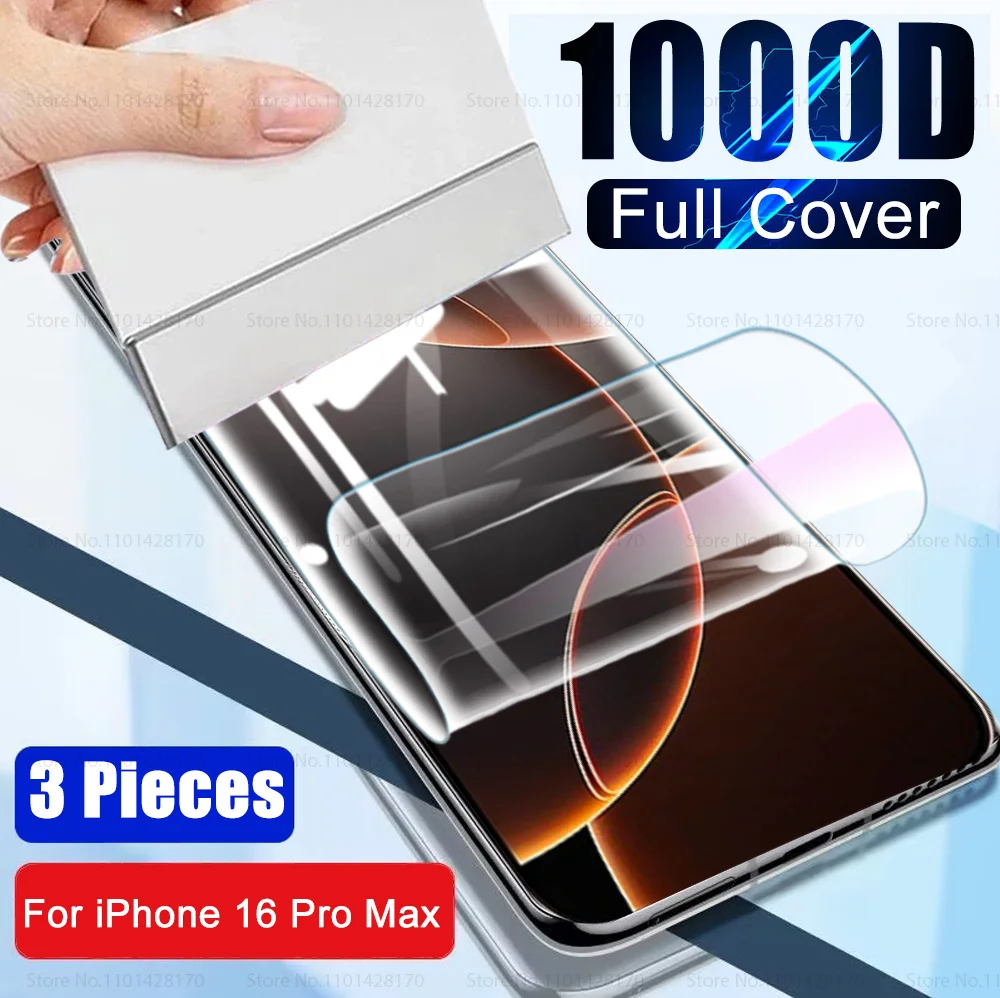 3Pcs Hydrogel Film Case For iPhone 16 Pro Max Screen Protector Cover Not Glass Ifone 16Pro iPhone16 Plus iPhone16Pro 16 ProMax