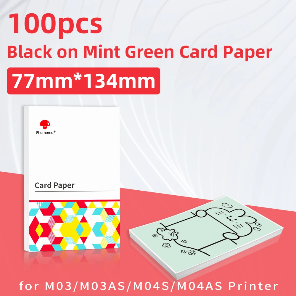 

Phomemo Soft Card Paper 77mmx Gift Adhesive Thermal Paper DIY for Phomemo M03 M04 M03AS M04AS Thermal Printer 100 Paper Per Box