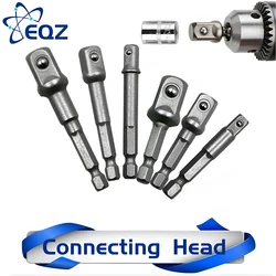 Chrome Vanadium Steel Wrench Sleeve Power Drill Socket Adapter Bits Hex Drill Nut Driver Shank 1/4 1/2 Connecting Head