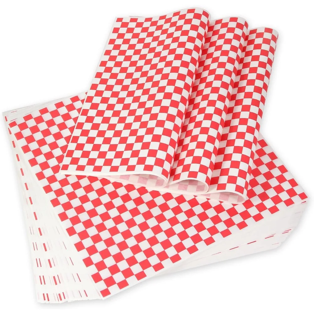 

100 Pcs Deli Paper Sheets 12x12 Food Basket Liners Grease Resistant Wax Paper Checkered Sandwich Wrapping Paper for Party Festival Outdoors Picnic BBQ