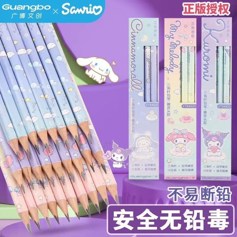 Sanrio authorized Kuromi HB cute cartoon printed pencil set 6 pieces 17.5cm hexagonal student writing supplies gift ready stock view 3