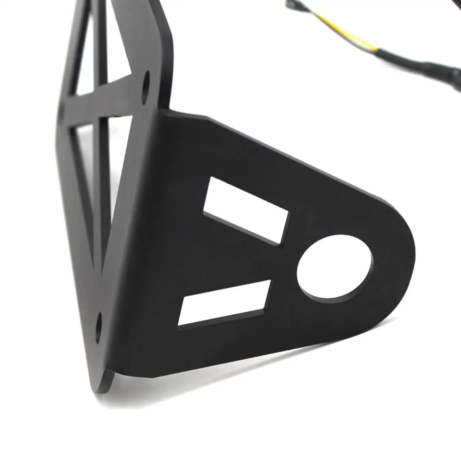 

Rear Side License Plate Frame with LED Illumination Black Metal Bracket Universal Motorcycle Accessory for Harley Bobber
