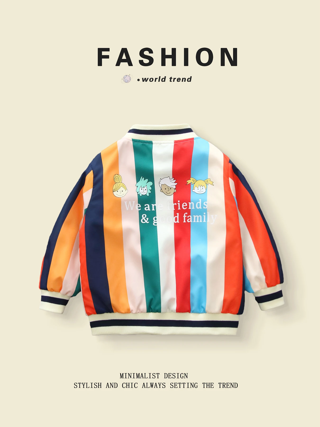 Trendy Color - Blocked and Striped Spring - Autumn Jackets for 3 - 10 Yr Old Boys