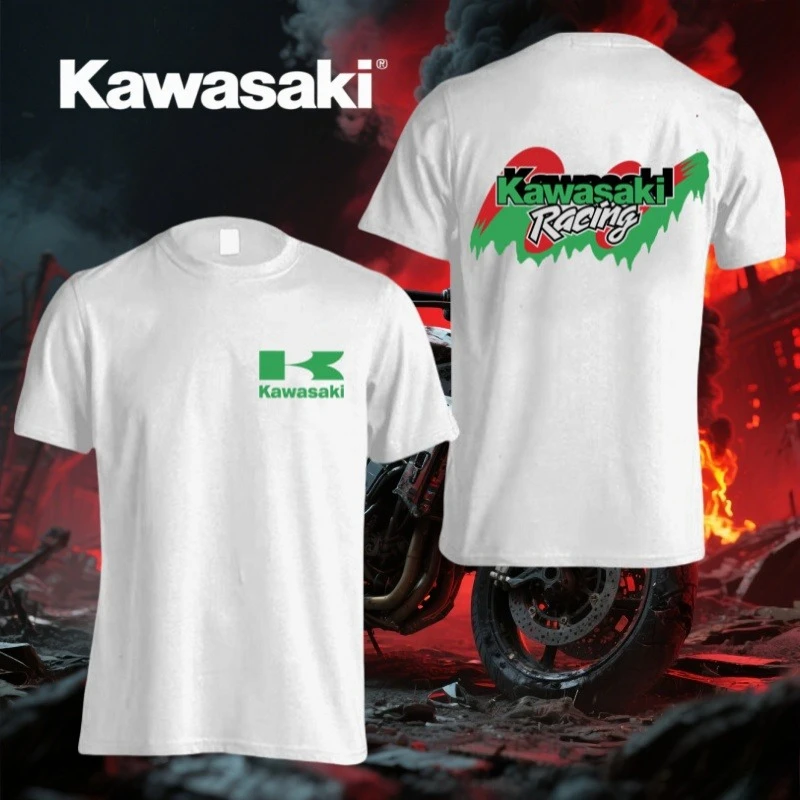 

Bestselling Kawasaki Racing Team T-shirt Adult Summer Fashion Motorcycle Riding T-shirt Loose Casual Round Neck Short Sleeve