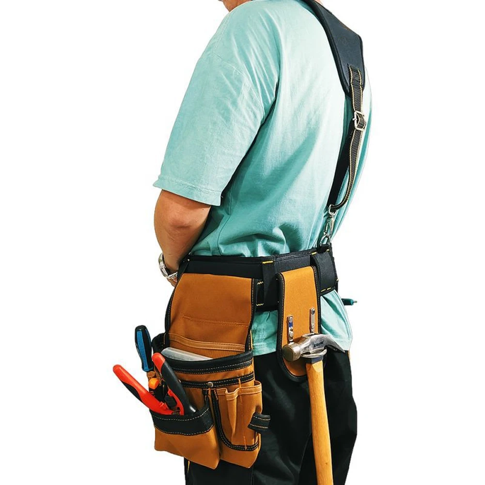 For DIY Enthusiasts Oxford Tool Belt For Construction Work Brown 1200D Oxford Fabric Tear-resistant Construction