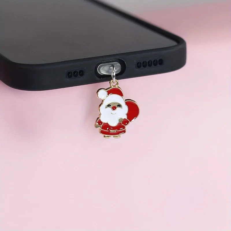 Christmas Santa Claus Christmas Tree Christmas Hat Mobile Dust Plug Pendant For iPhone Accessories Decoration Type-C Port Dust view 3