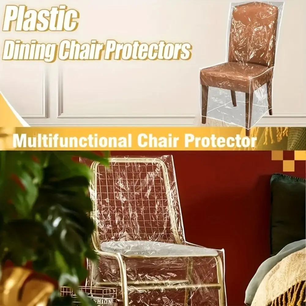 

Transparent Plastic Dining Chair Covers Dustproof Anti-Scratch Waterproof Slipcover Anti-fouling Easy-Clean