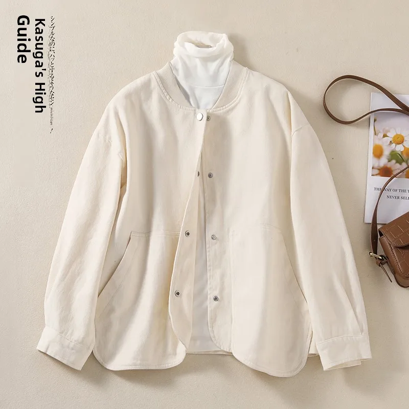 Abbigliamento da lavoro in cotone autunno inverno Jaet Colletto alla coreana con design a fiocco di neve da donna Top in puro colore con grandi kets Faionable