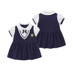 Infant summer dress new 2024 sweet princess dress preppy style fashionable short-sleeved dress girls princess dress kidsren's cl