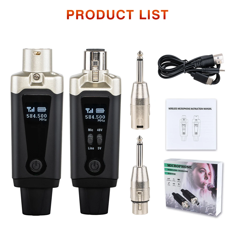 

SM01 UHF Wireless Microphone System XLR Transmitter and Receiver Pick up for Adptador Sem Fio Para Guitarra