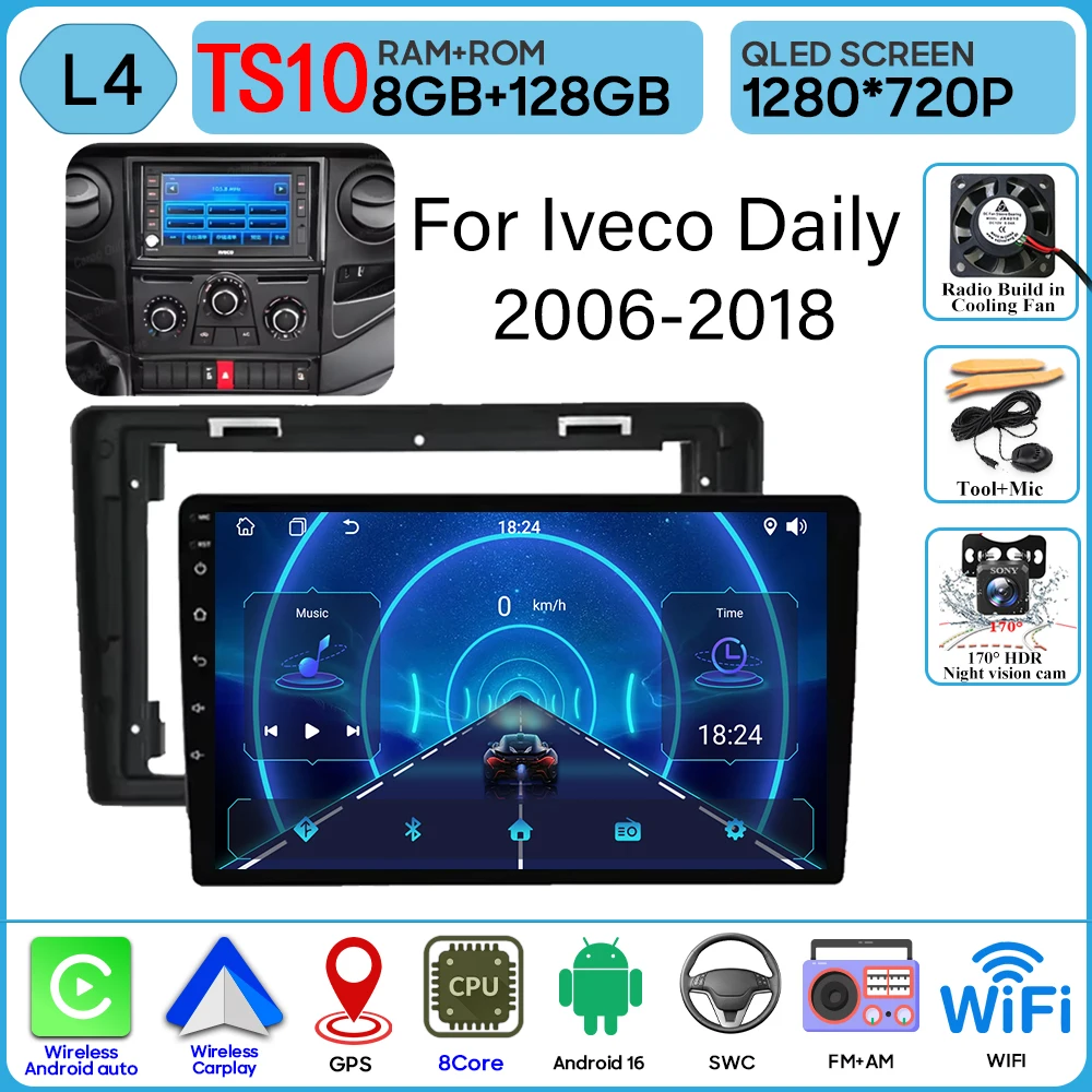 Android 16 Carplay Voor Iveco Daily 2006-2018 Video Autoradio GPS Navigatie Auto Monitor Autoradio Geen 2din Scherm GPS DVD Video