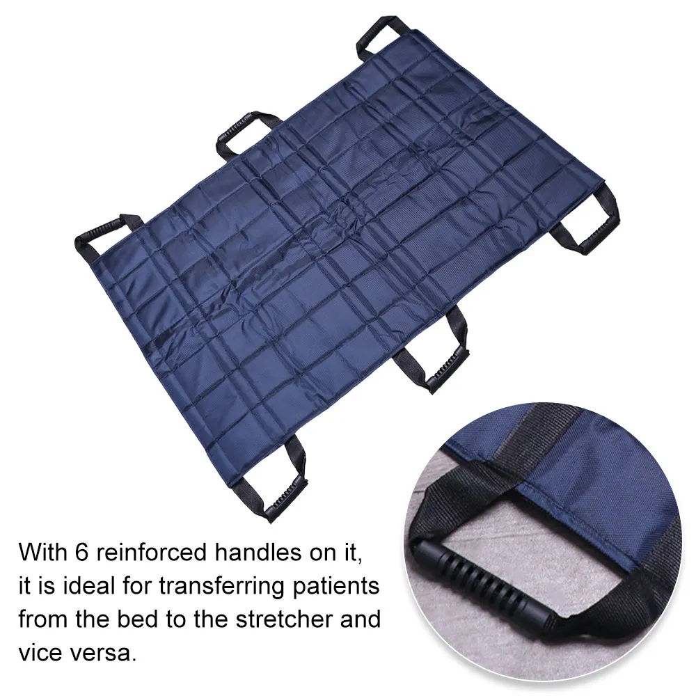 وسادة نقل المريض المحمولة، ملاءة سرير كبيرة قابلة للطي مع 6 مقابض قابلة للتنفس، حمالة رفع لكبار السن للمعاقين