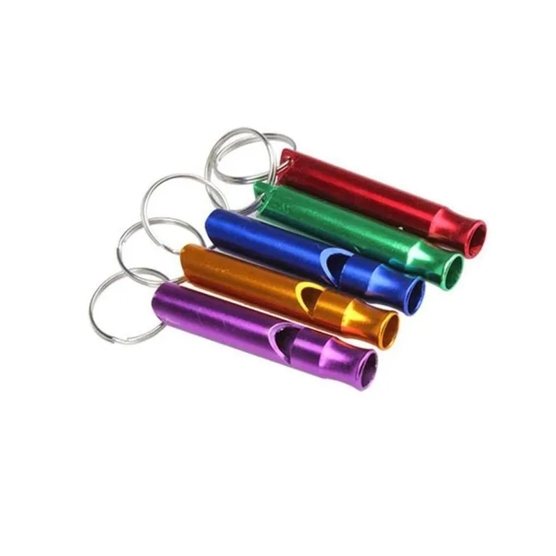 New 5pcs Outdoor portable fire aluminum alloy whistle trumpet whistle aluminum alloy survival training keychain whistle