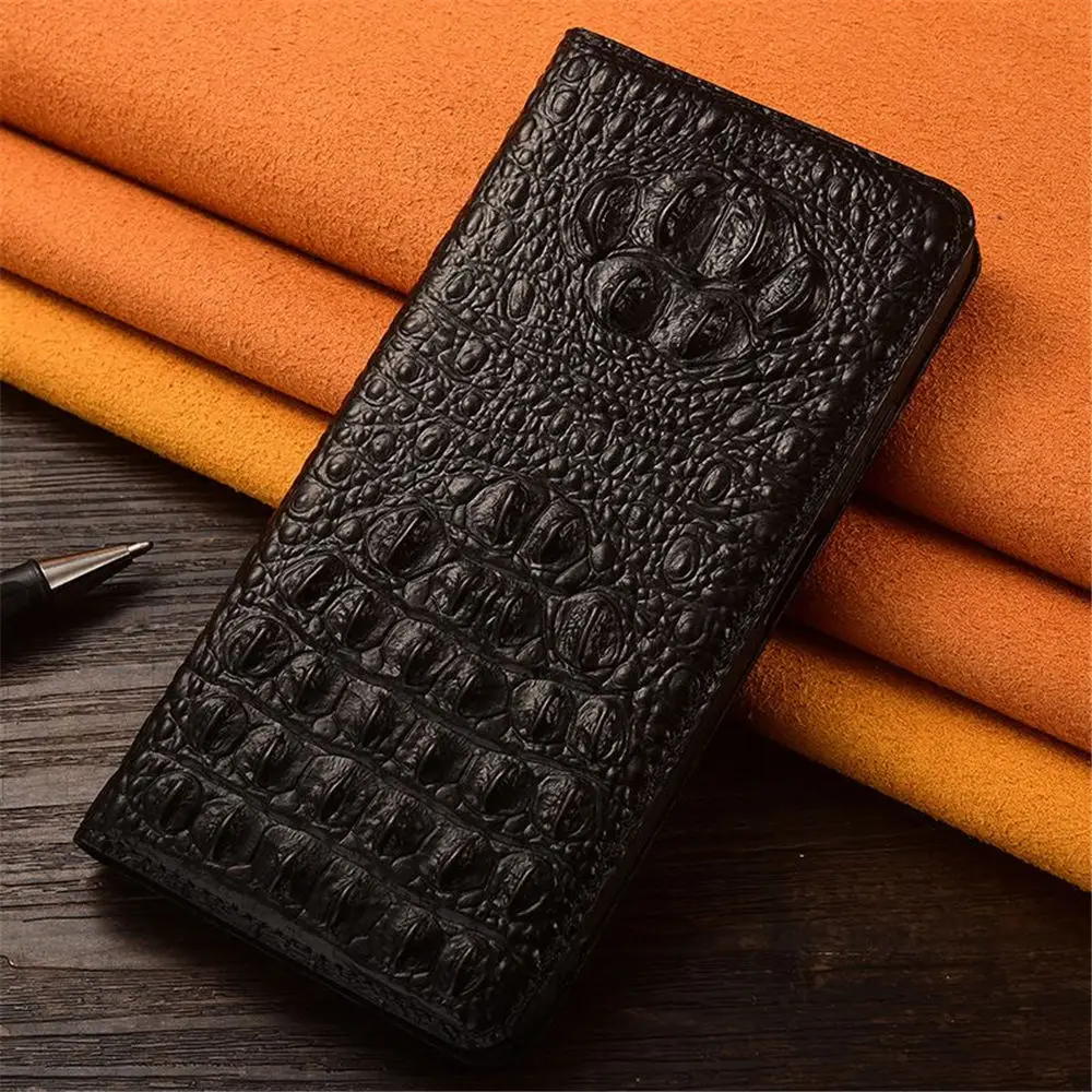 Retro 3D Crocodile Genuine Cowhide Leather Flip Case for Samsung Galaxy S22 S23 S24 S25 Ultra Business Cover