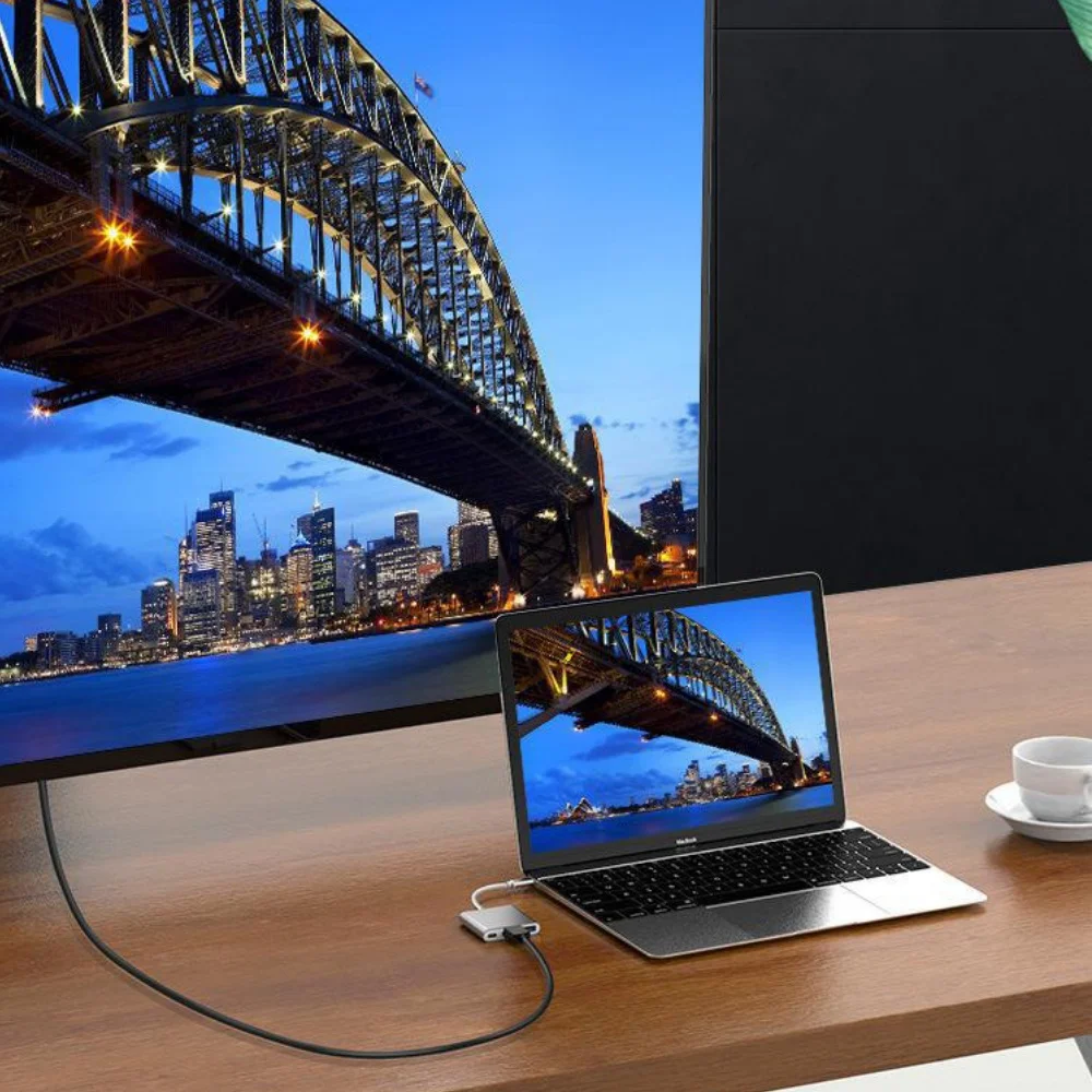 3 في 1 USB C Hub HDMI 4K محول محطة إرساء من النوع C لجهاز توصيل الكمبيوتر المحمول/الهاتف