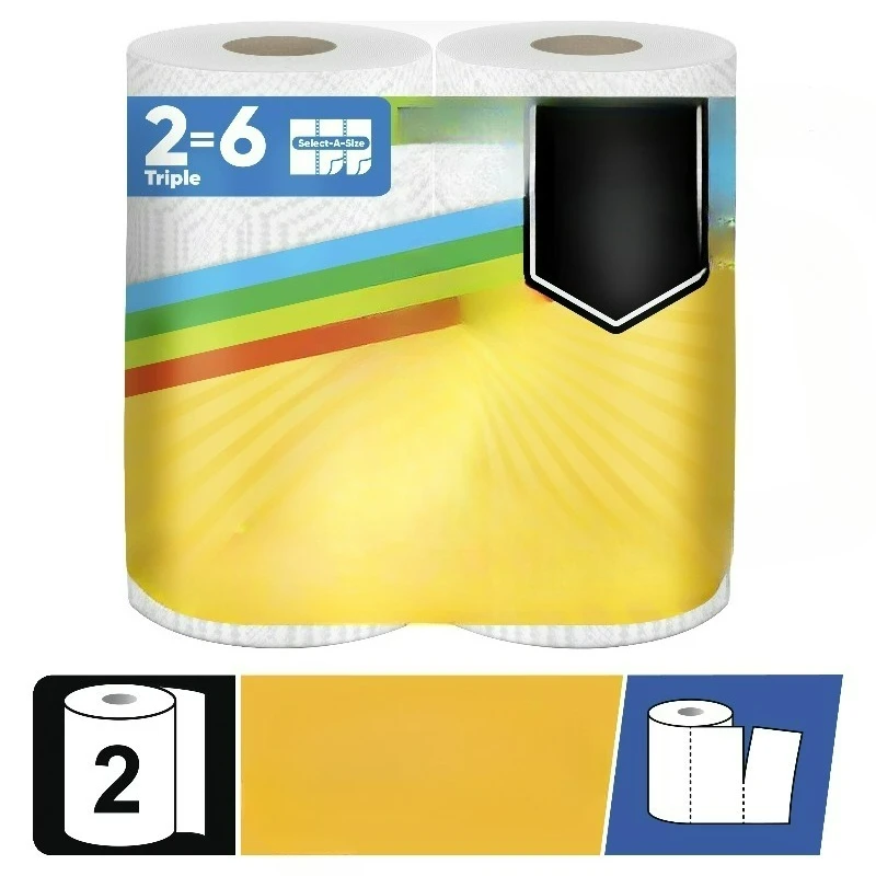 Paper Towels Select-A-Size, 2 Triple Rolls, White, 162 Sheets Per Roll