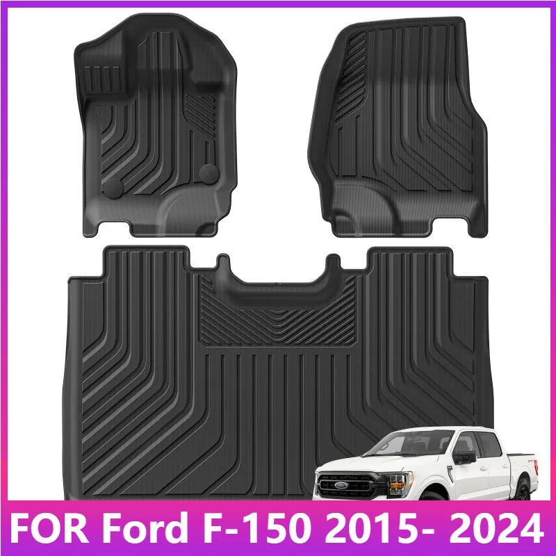 

TPE 3D Car Floor Mats for Ford F-150 F150 2015-2024 Front Seat Custom Fit Rubber Floor Liners Not for Rear Seat with Under-Seat
