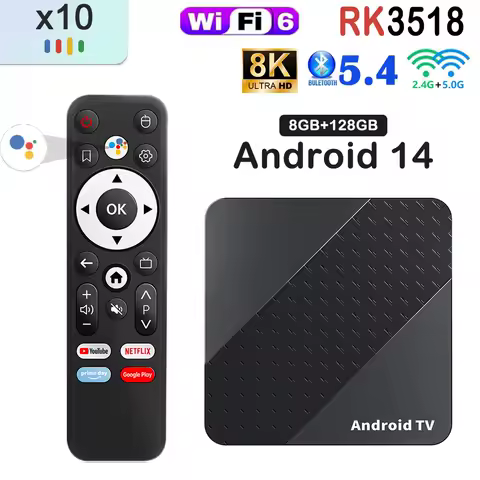 X10 2025 Real Android 14 Smart TV Box Support 2.4G&amp;5G Dual Wifi 6 BT5.4 Quad-core 4K 8K Video Netflix Media Player Set Top Box