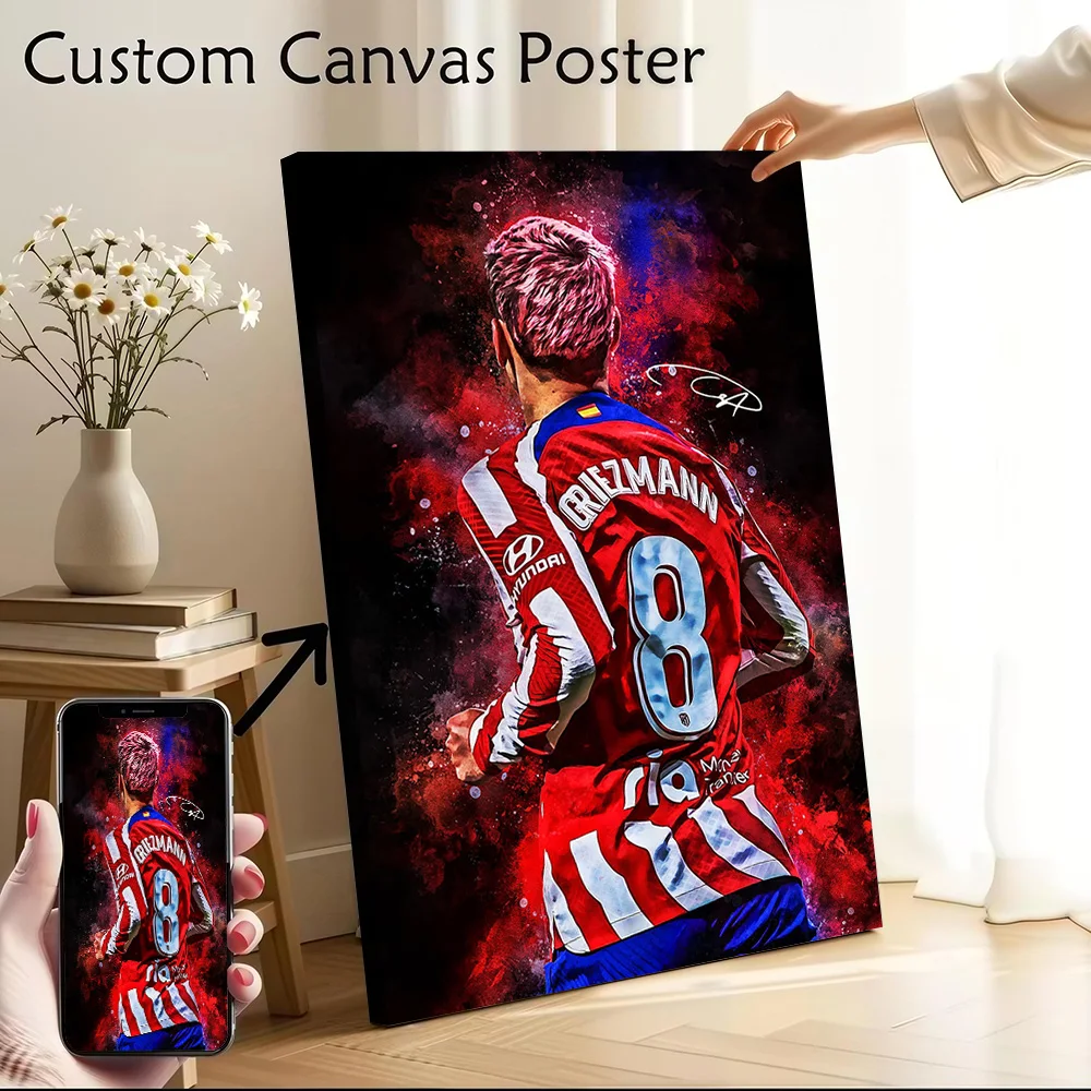 Póster artístico de Antoine Griezmann del Atlético de Madrid, pintura en lienzo impresa personalizable para imágenes, arte de pared, decoración interior de la habitación