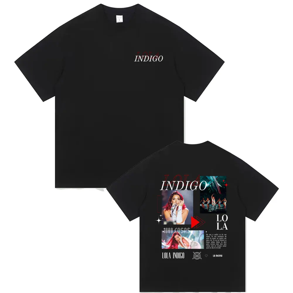 

Hot Sale Singer Lola Indigo Tour 2025 T-shirts Male Vintage Casual Cotton Tshirt Men Women Aesthetic Fashion Oversized T Shirt