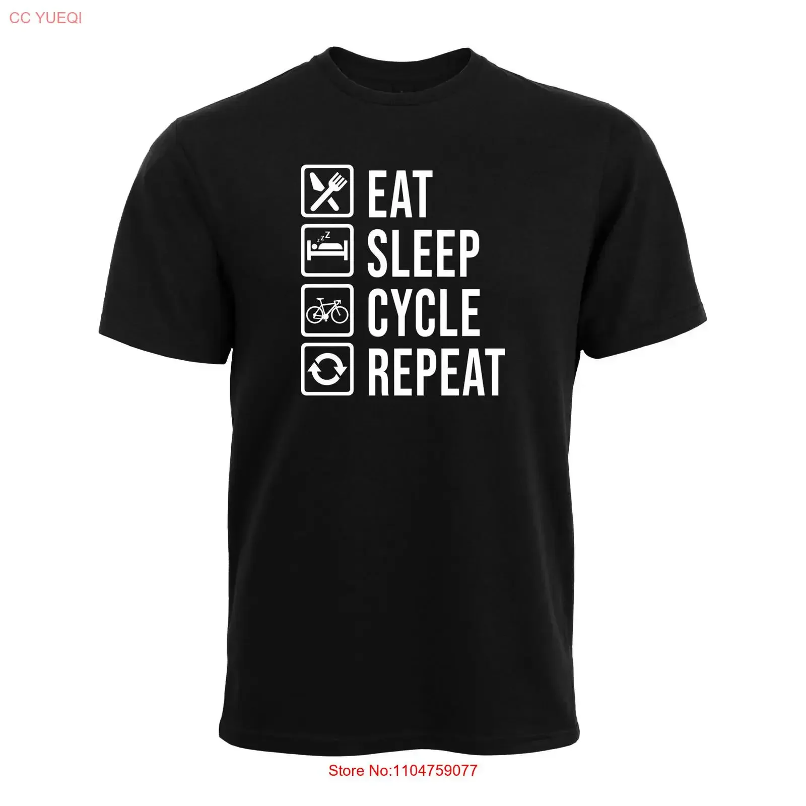 Eat Sleep Cycle Cyclist Men's Cotton T Shirt vintage Washed Unisex Versatile Casual Soft Stylish streetwear graphic Breathable