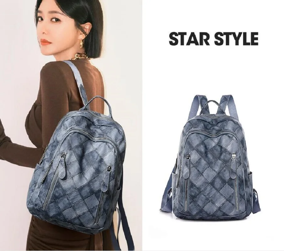 New Fashion Diamond Lattice Leather Backpacks Women Large Capacity Shoulder Bags School Bags for Teenage Girls Travel Bagpack