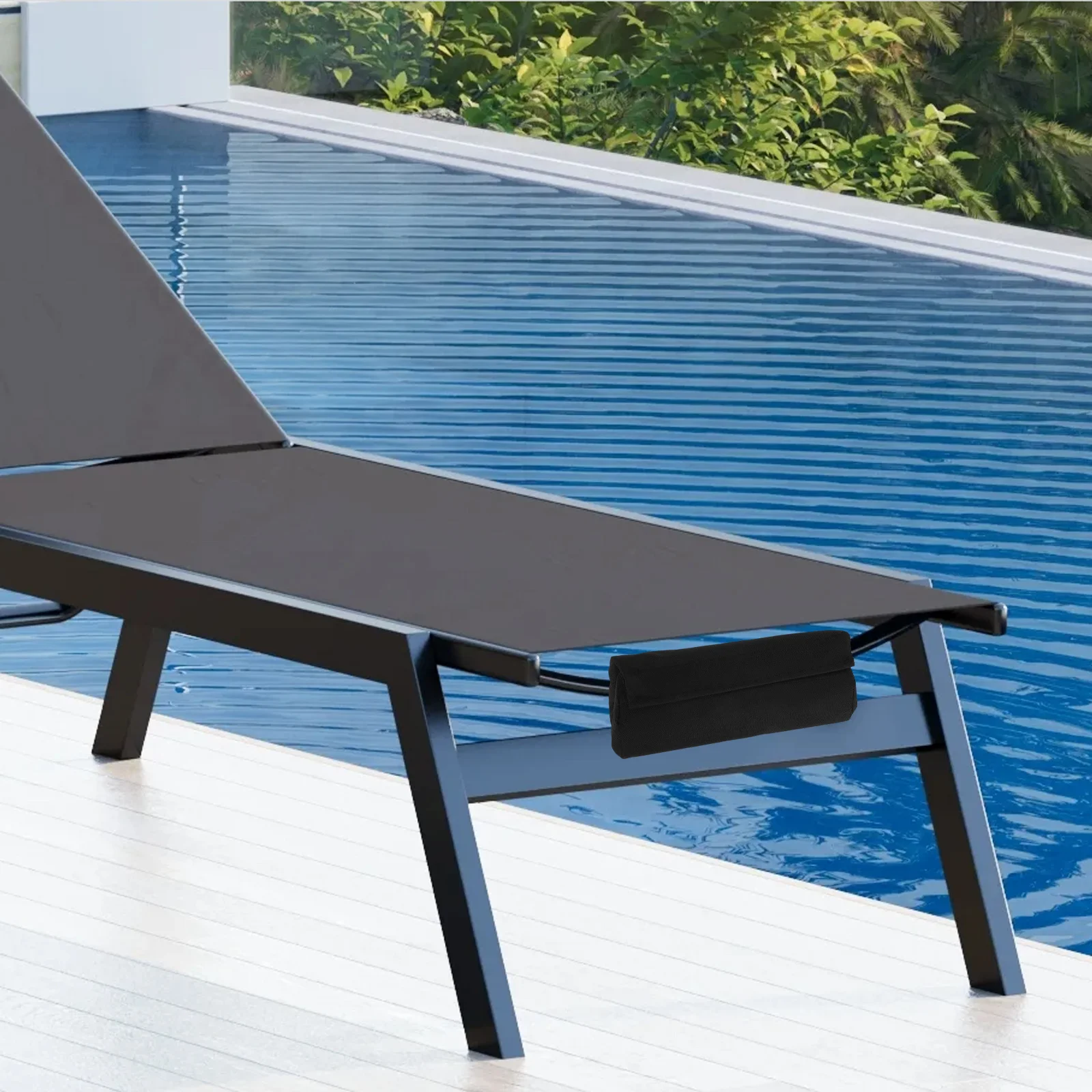 1 زوج كرسي صالة قابل للطي مسند للقدمين وسادة مقاوم للماء غير قابلة للانزلاق محمولة للاستخدام في الفناء في الحديقة في الهواء الطلق مسند قدم من القماش المتين