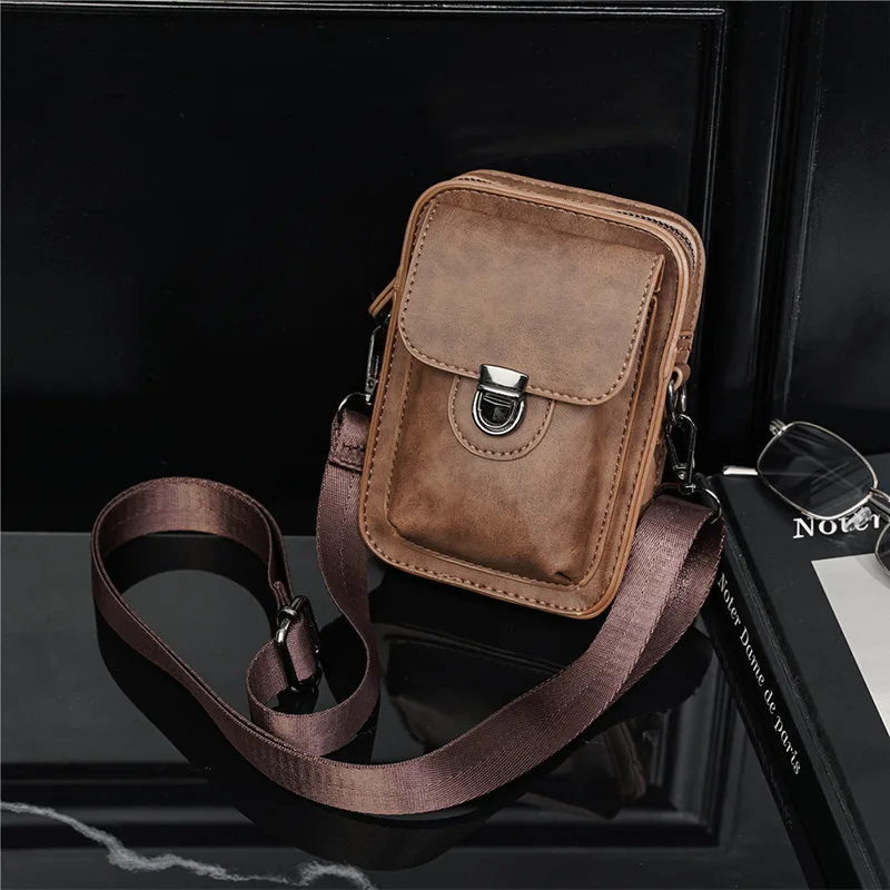 Vintage Mini Men\'s Crossbody Bag Fashion Shoulder Bag Men Mobile Phone Bag Casual Handbags Small Crossbody Shoulder Bag For Men