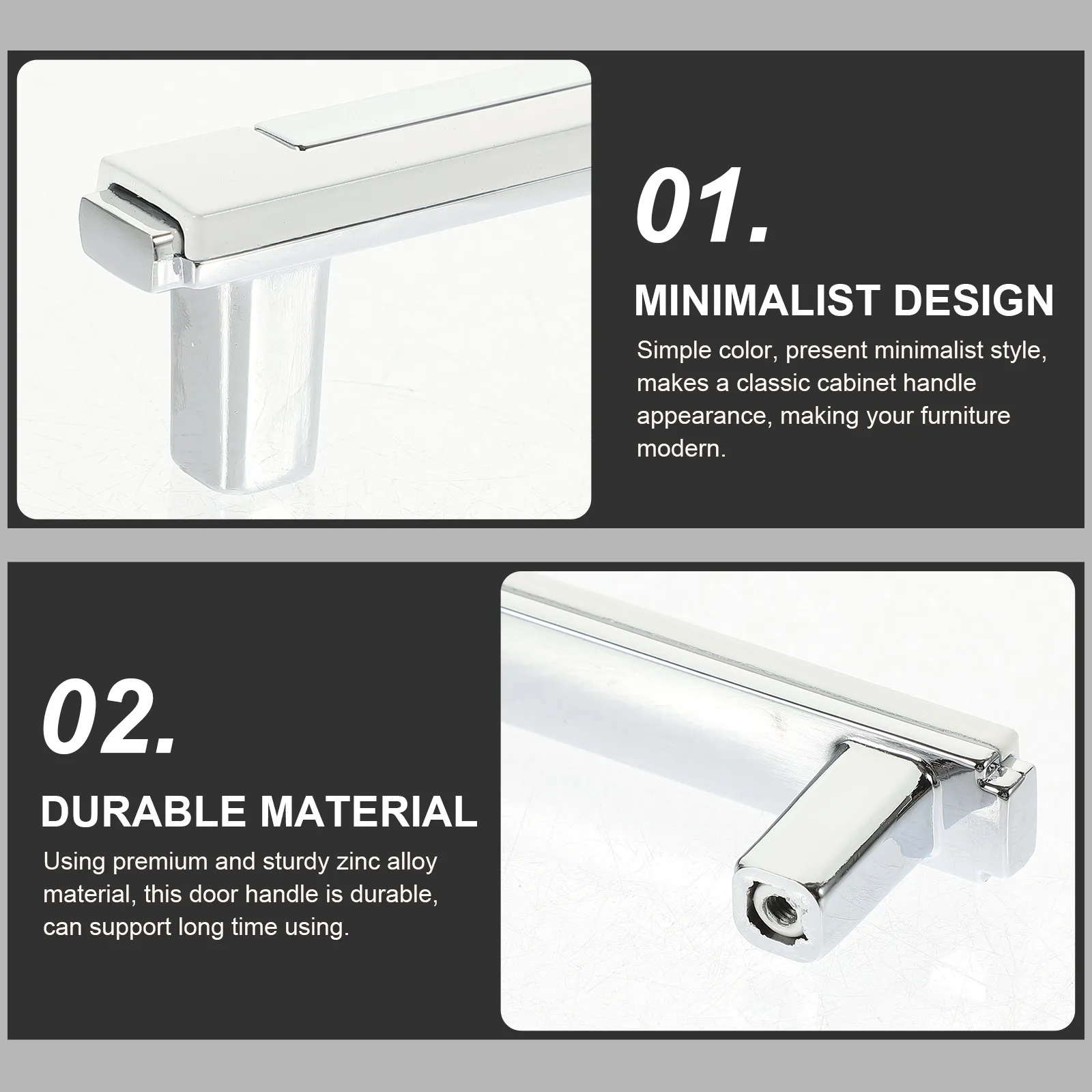 2Pcs Cabinet Door Handles Zinc Alloy Sturdy Drawer Pulls for Kitchen Wardrobe Cupboard Furniture Handles Anti-Rust Scratch