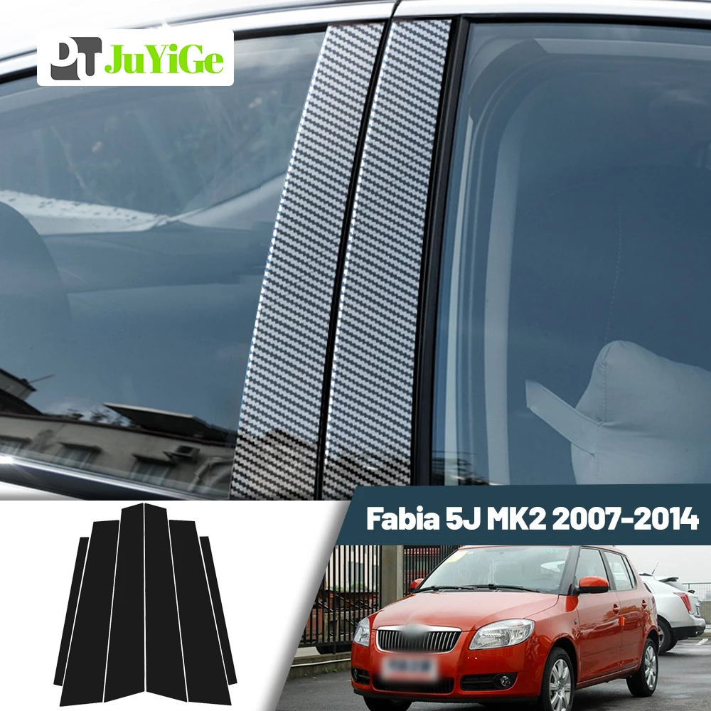 

Glossy Black Carbon Fiber Window Door Deal B C Pillar Post Cover Sticker For Skoda Fabia 5J MK2 2007-2014 2008 2009 2010 2011