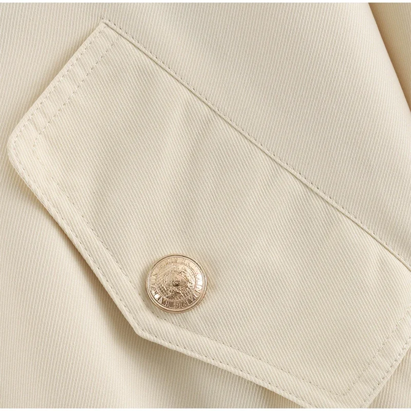 Damen-Oversize-Mäntel mit Kordelzug in der Taille, Stehkragen, Epauletten, Langen Ärmeln, Knopfleiste, Lose Jacken, Schicke Neue Oberbekleidung für Damen – Detail 10