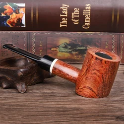 Classic Rosewood Straight Wooden Tobacco Pipe,Smoking Pipe with Decorative Ring, Smoke Pipe,10 Tools Gift for Father,9mm Filter