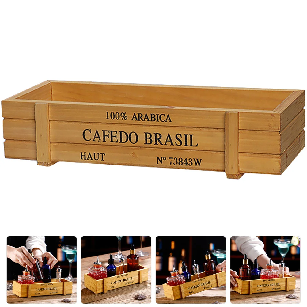 Bitters Bottle Storage Box Vintage Case Sundries Wood Tools Multifunction Holder Decorative Wooden Organizer Crate