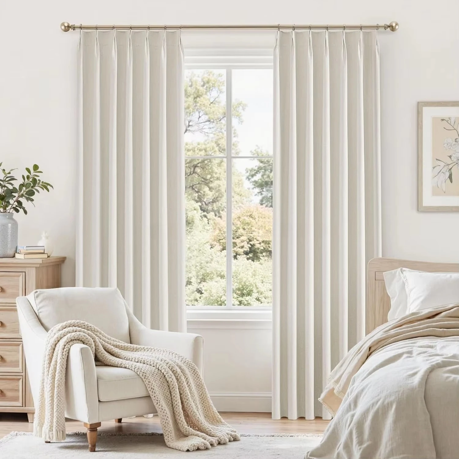 Bedroom and living room, Korean pleated style, insulated curtains, black curtains, blackout curtains