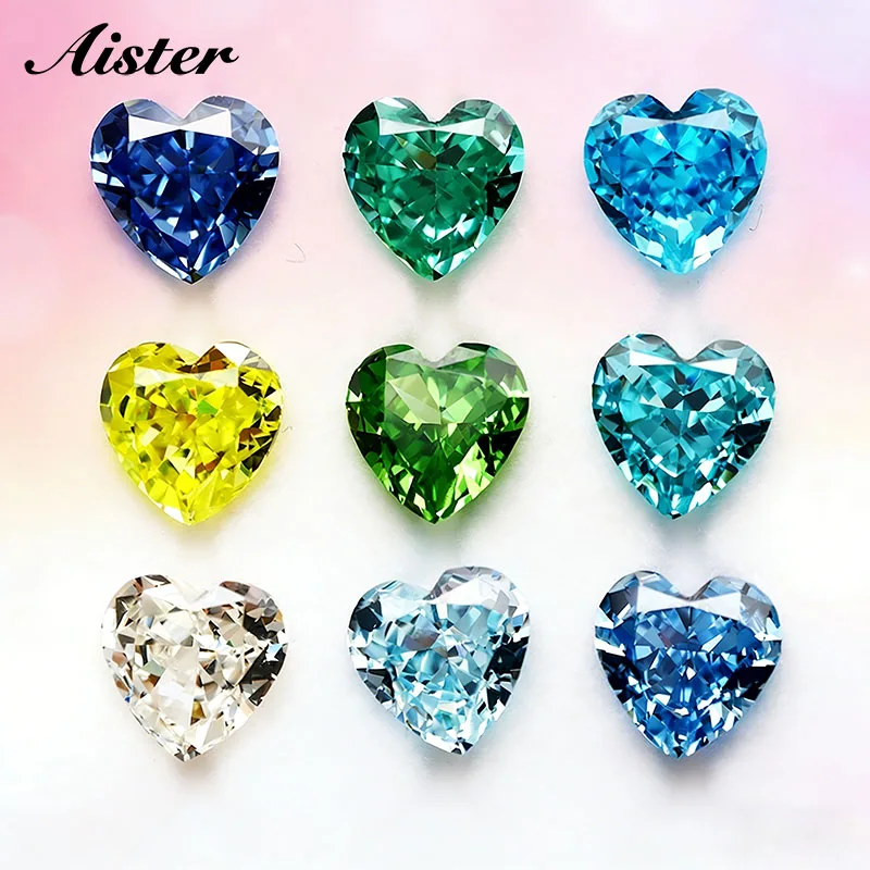 Top Colors Heart Crushed Ice Cut High Carbon Diamond Cubic Zirconia Gesstome 4K Cutting 5A Grade Quality CZ Lab Zircon Stones