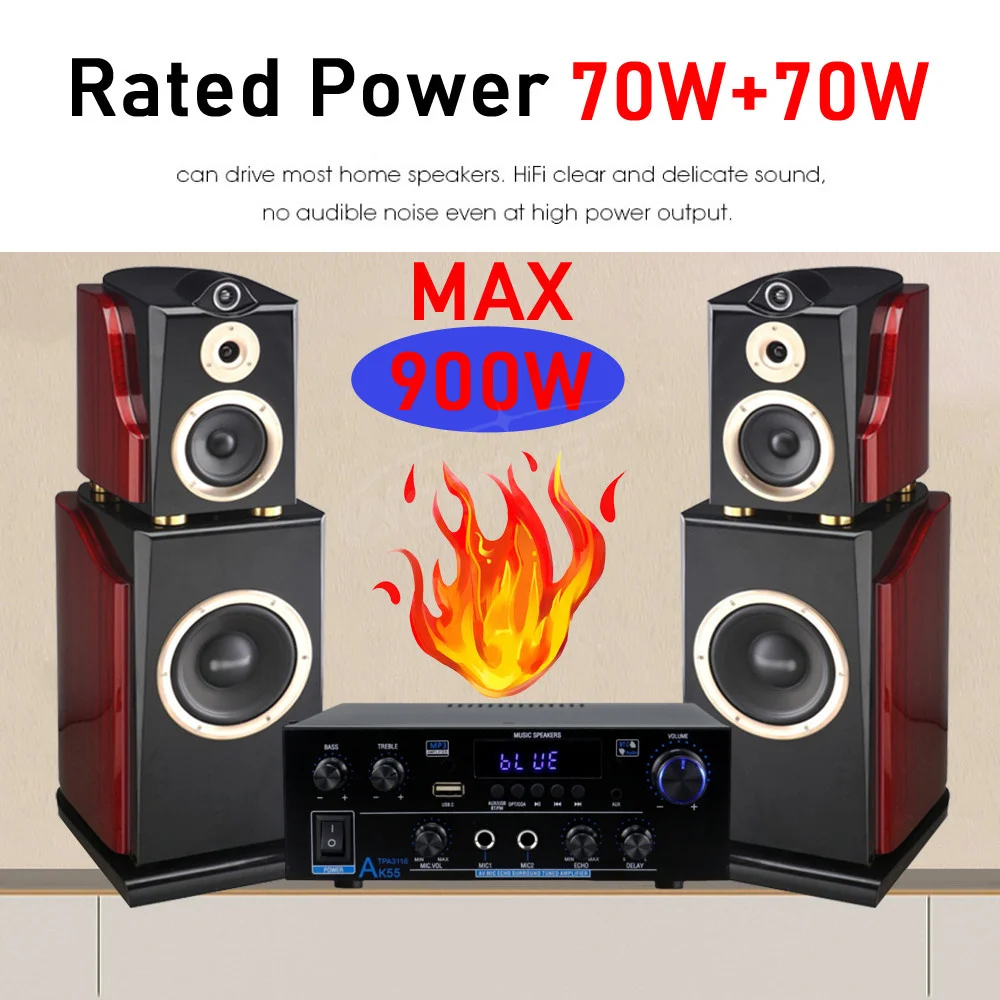 Woopker AK52 Pro/AK55/AK45 Pro/AK35 HiFi-Leistungsverstärker 2.1-Kanal Bluetooth-Audioverstärker Subwoofer-Ausgang Digitaler Stereo-Receiver – Detail 13