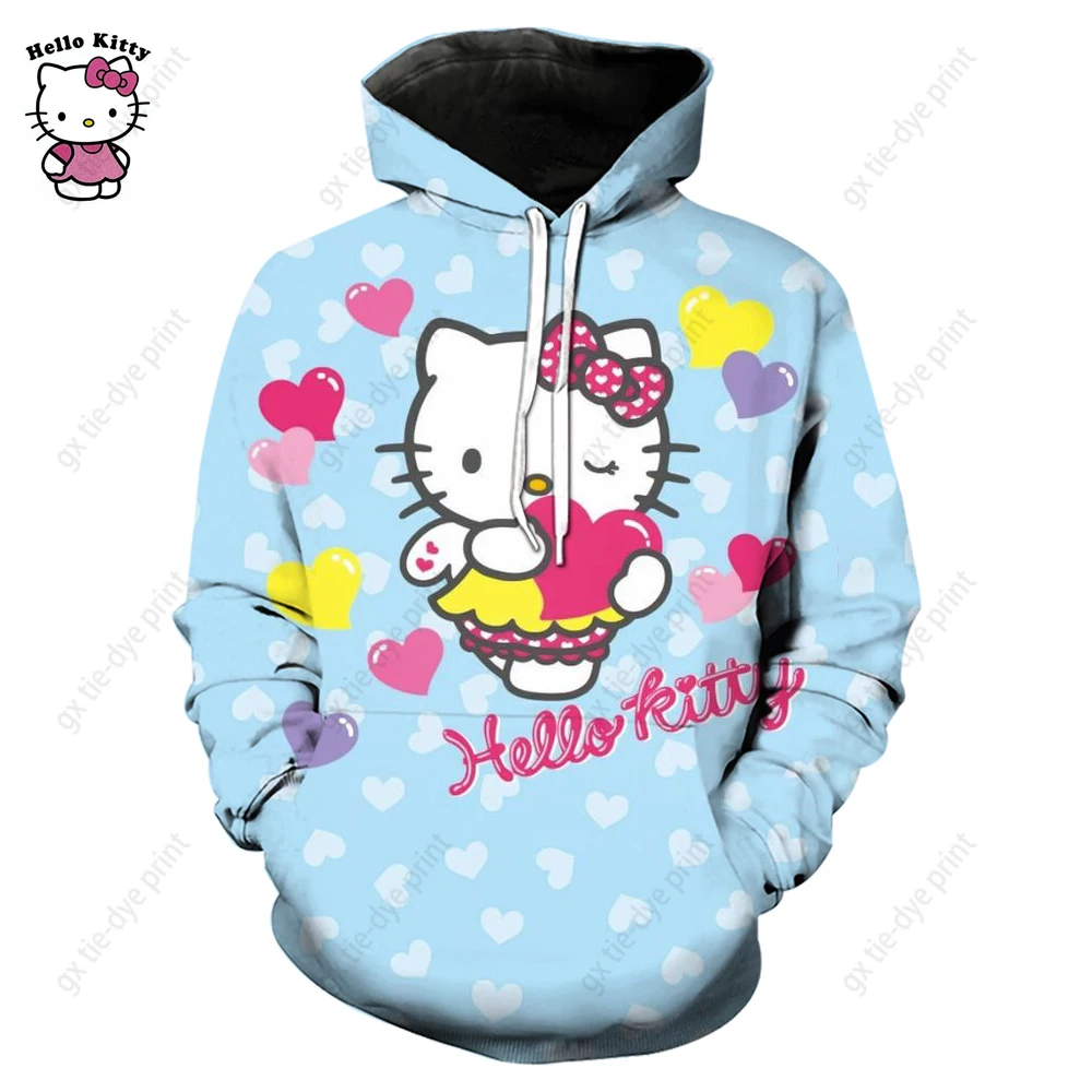 Beautiful Purple Hello Kitty Sweatshirt Women High Quality Hooded Simple Casual Hoodies Autumn Loose Oversized Streetwear