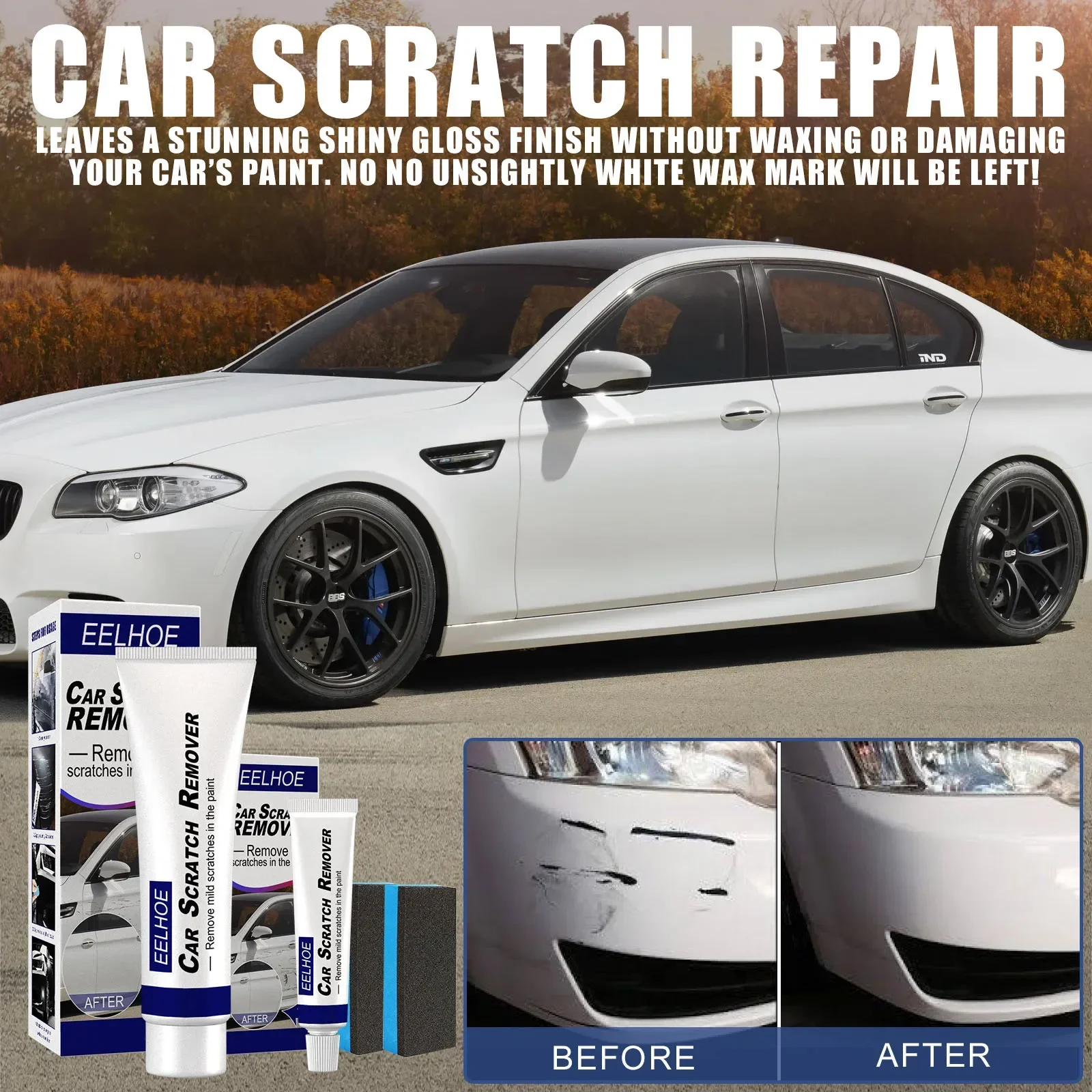 Set Scratch Repair Agent Effective Safe Maintain Gloss Car Polish Cleaning Cream Tools  Scratch Remover Car Care Kit