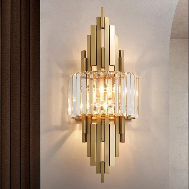 Modern minimalist luxury crystal wall lamp for living room/bedroom/study/foyer/hotel/villa lighting fixtures