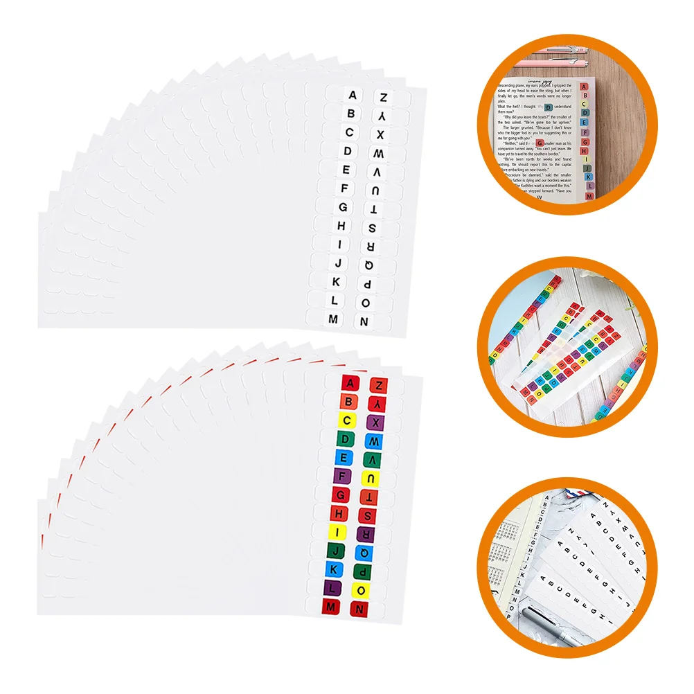 30 Sheets Alphabet Index Stickers Annotation Tabs Color Note Pads Self Adhesive Binder for Binders Page Markers Sticky Book