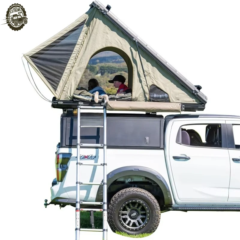 EXTREME Truck Pickup Rooftop Tent Aluminium Triangle Roof Top Tent Clamshell Hard Shell Roof Top Tent