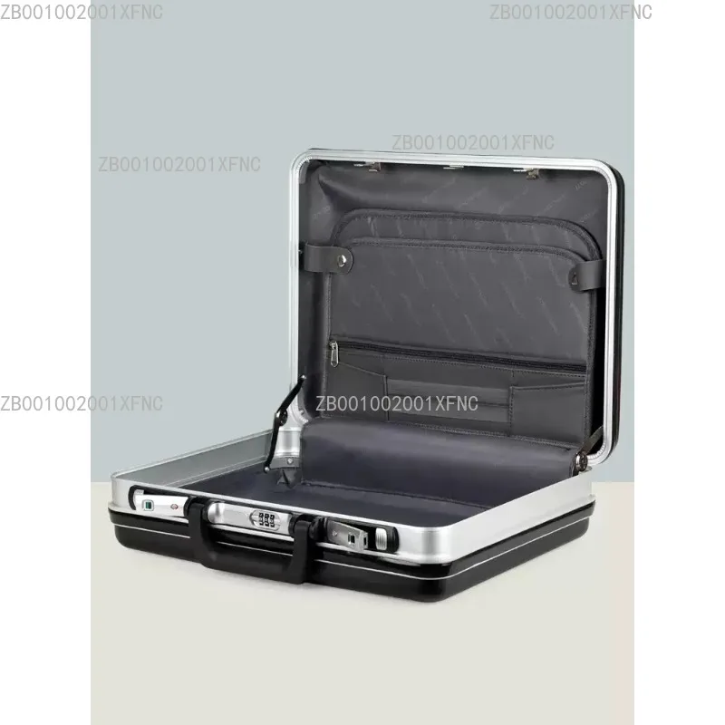 Men's Handheld Business Briefcase with Lock, Aluminum Frame Important Document Storage Bag