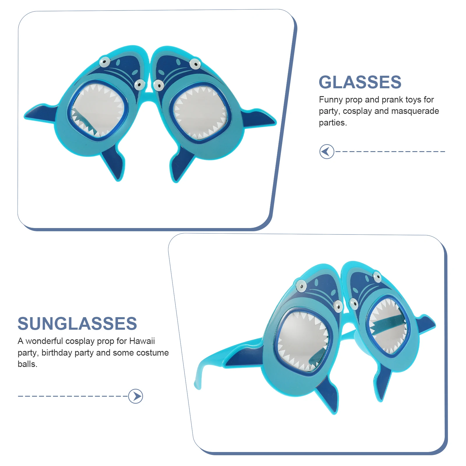 

Shark Glasses Lightweight ABS Sunglasses for Photo Props Party Favors Hawaii Birthday Novelty Eyewear Accessories
