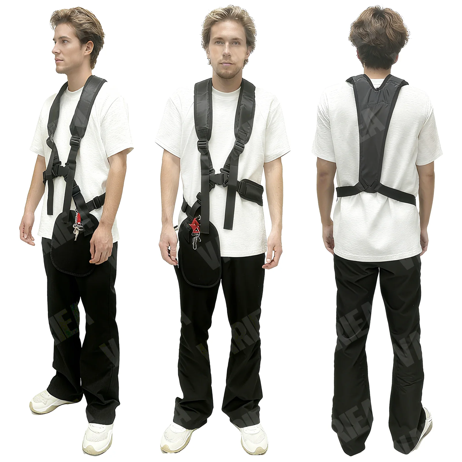 VARIEA-Black, String Trimmer Full Harness, Heavy-Duty Adjustable - Full-Range Adjustability Mower Shoulder Strap Soft And Padde