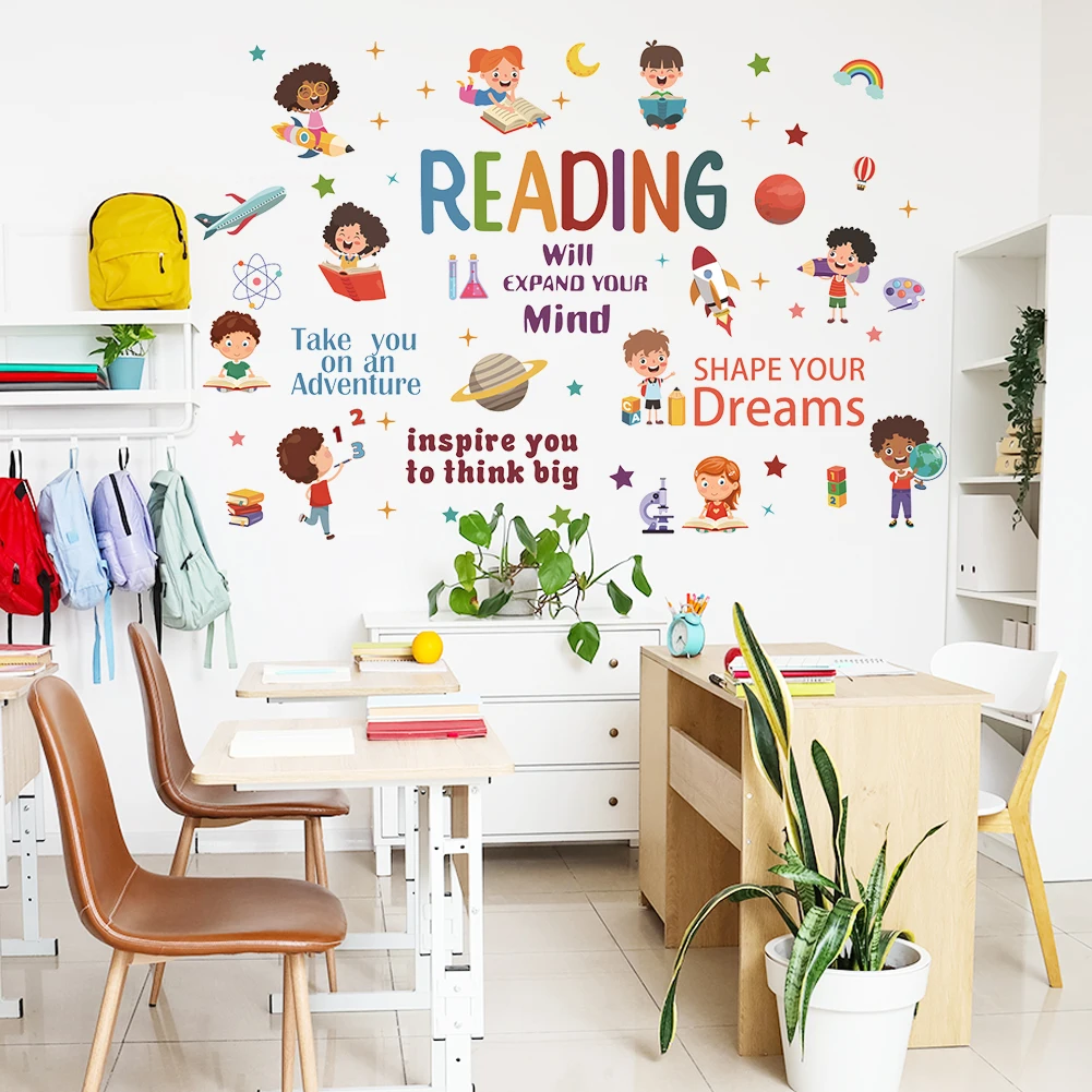 Kids Education Quotes - สติ๊กเกอร์ติดผนังคำคมสร้างแรงบันดาลใจสำหรับเด็ก ตกแต่งห้องเรียน ห้องเด็กอ่อน ลอกออกและติดได้ คำคมสร้างแรงบันดาลใจสำหรับการศึกษา