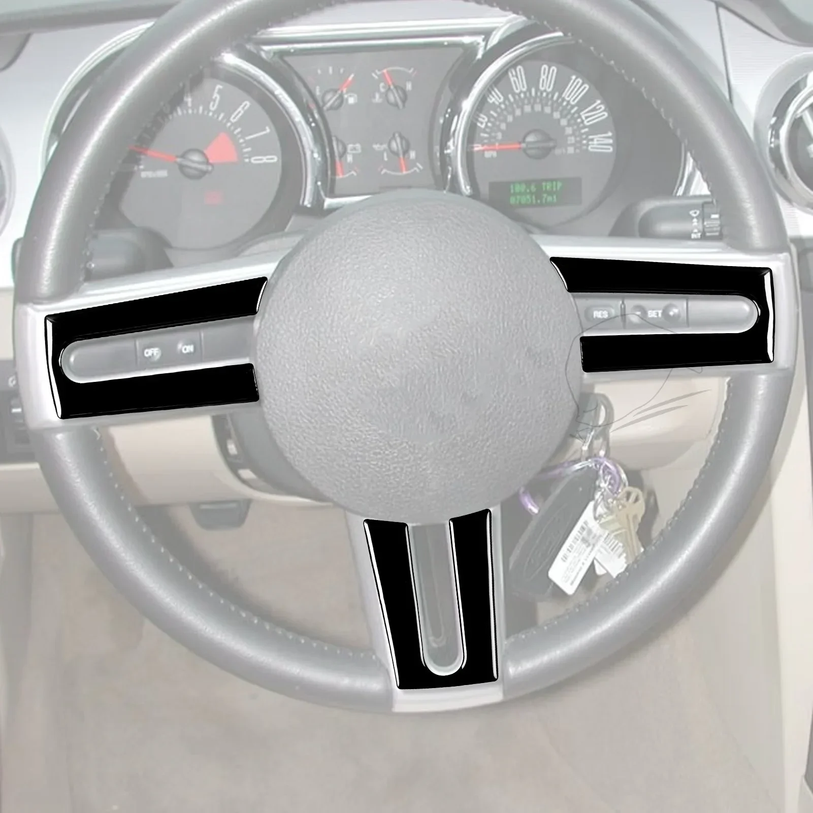 For Ford Mustang GT 2005 2006 2007 2008 2009 Accessories Carbon Fiber Car Interior Steering Wheel Panel Trim Sticker Decoration view 5