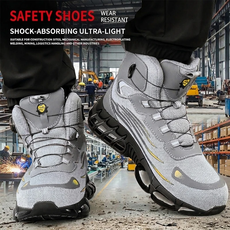 Hochgeschnittenes Mesh-Obermaterial, TPU-Sohle, Twist-Lock-Stahlkappe, durchstichsichere Sicherheitsschuhe, Unisex-Arbeitsschuhe, Schutzschuhe – Detail 10