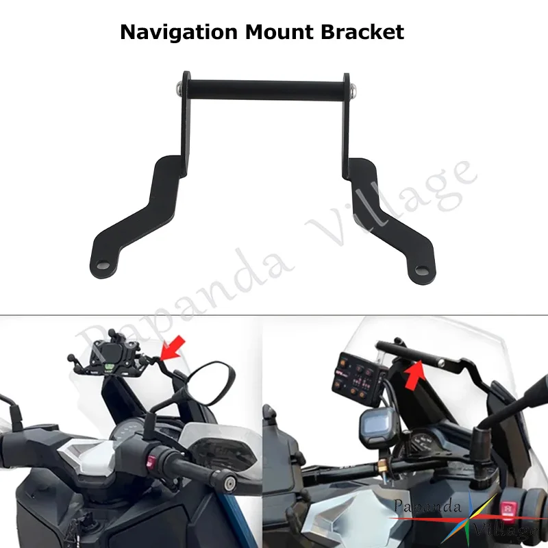 New Motorcycle GPS Navigation Mount Bracket For BMW C400X 2019-2023 Black Steel Aluminum 12MM 22MM Handlebar Extension Stand