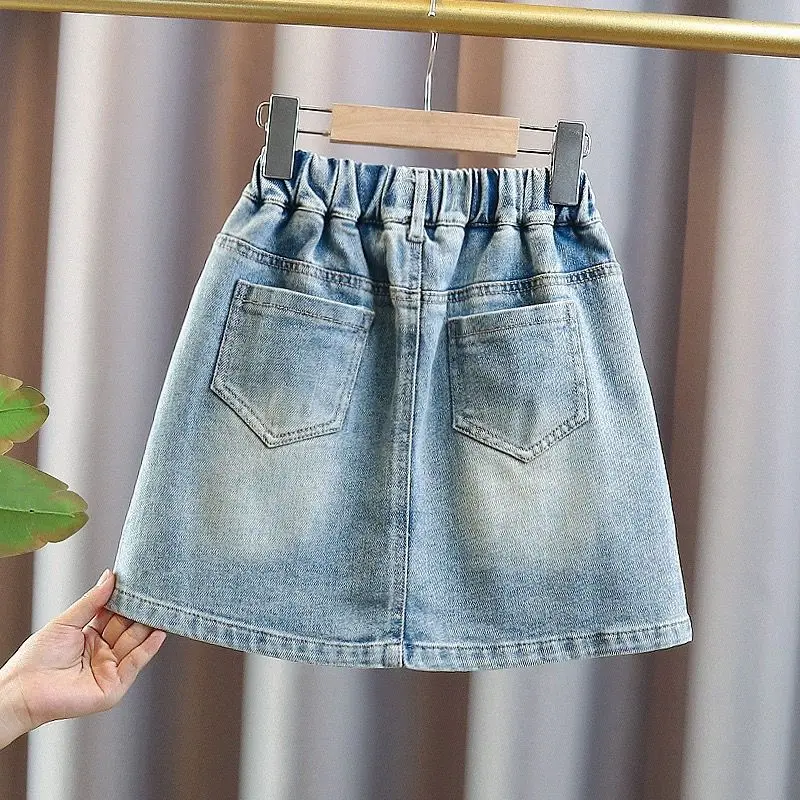 Girls Denim Skirt Summer 2026 New Kids Casual Trendy Short Dress Anti Exposure Safe Design Versatile for School Holiday Outfits