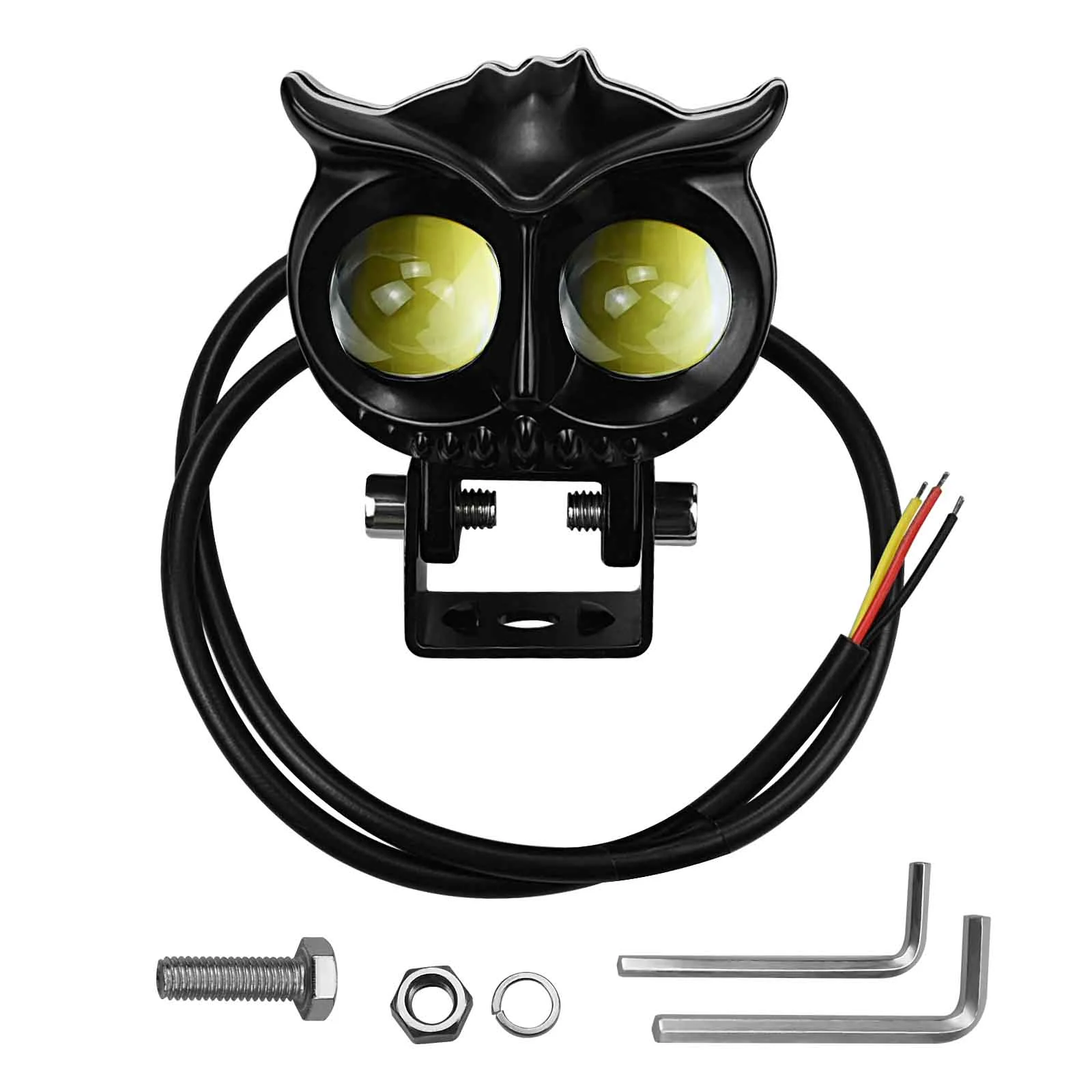 

Motorcycle Fog LED Light White/Amber DC 12-85V Owl Auxiliary Spotlight for eBike Car ATV Buggy Car.